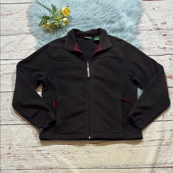 L.L. Bean Fleece Black Zip Up Jacket sz M - Picture 1 of 9